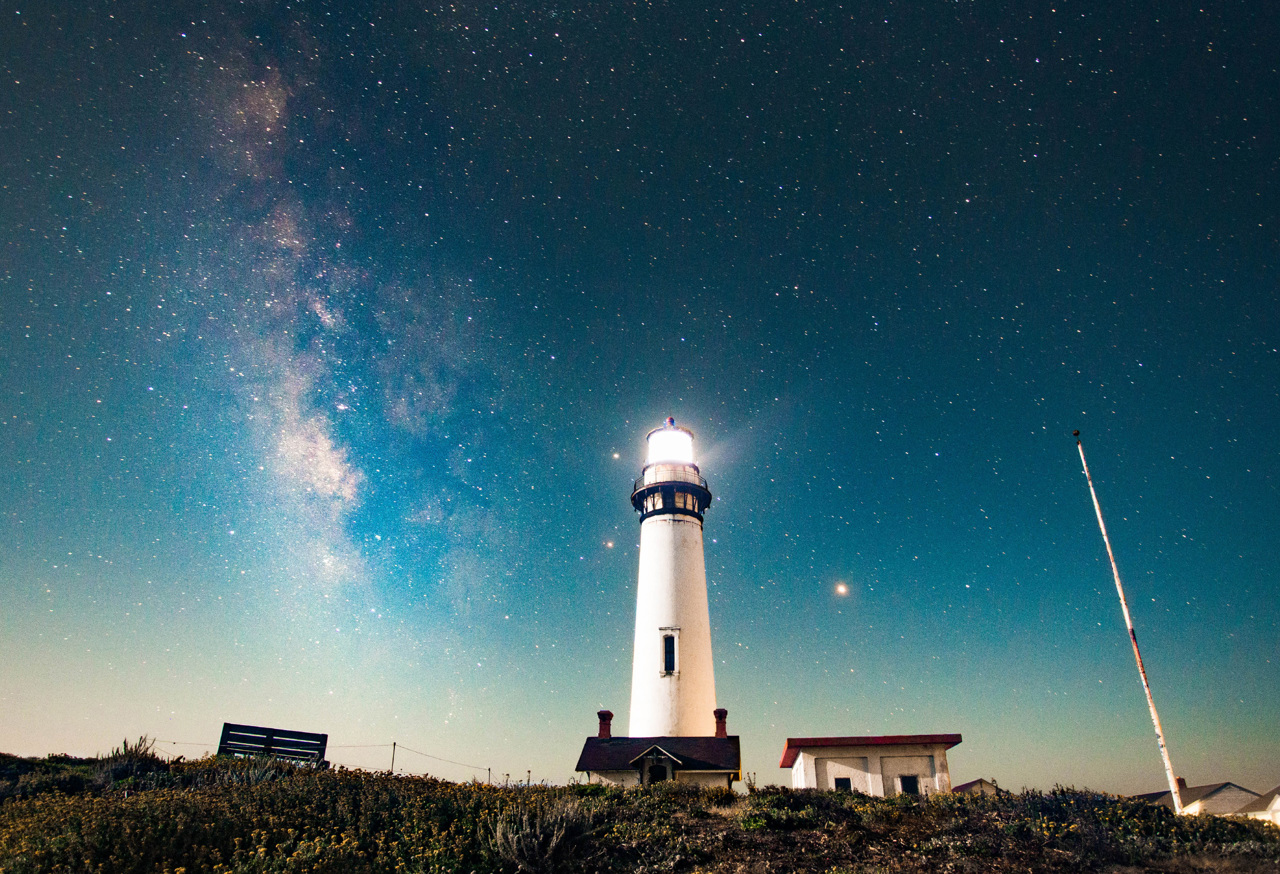 Lighthouse with starry sky