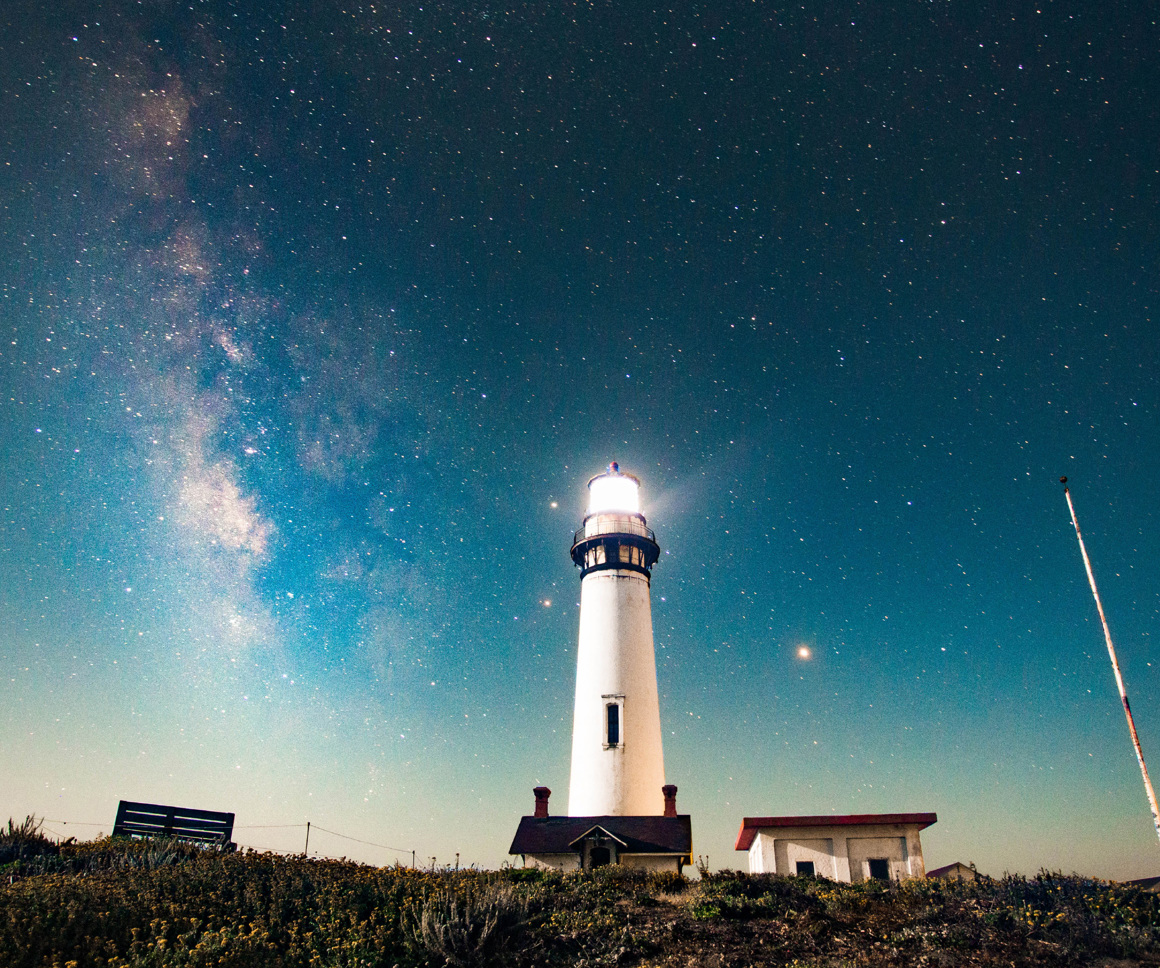 Lighthouse with starry sky