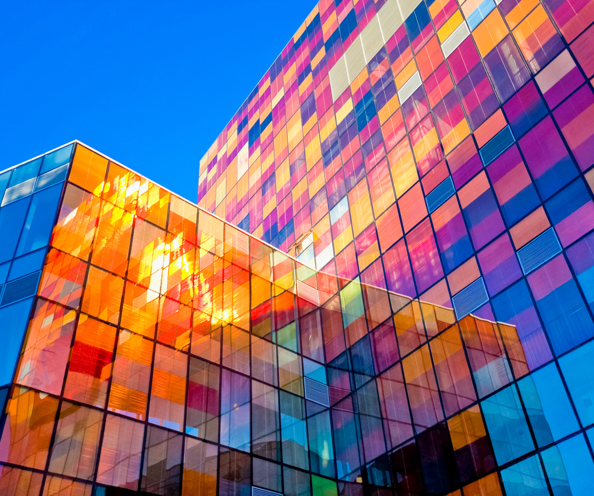 Commercial Building With Coloured Windows