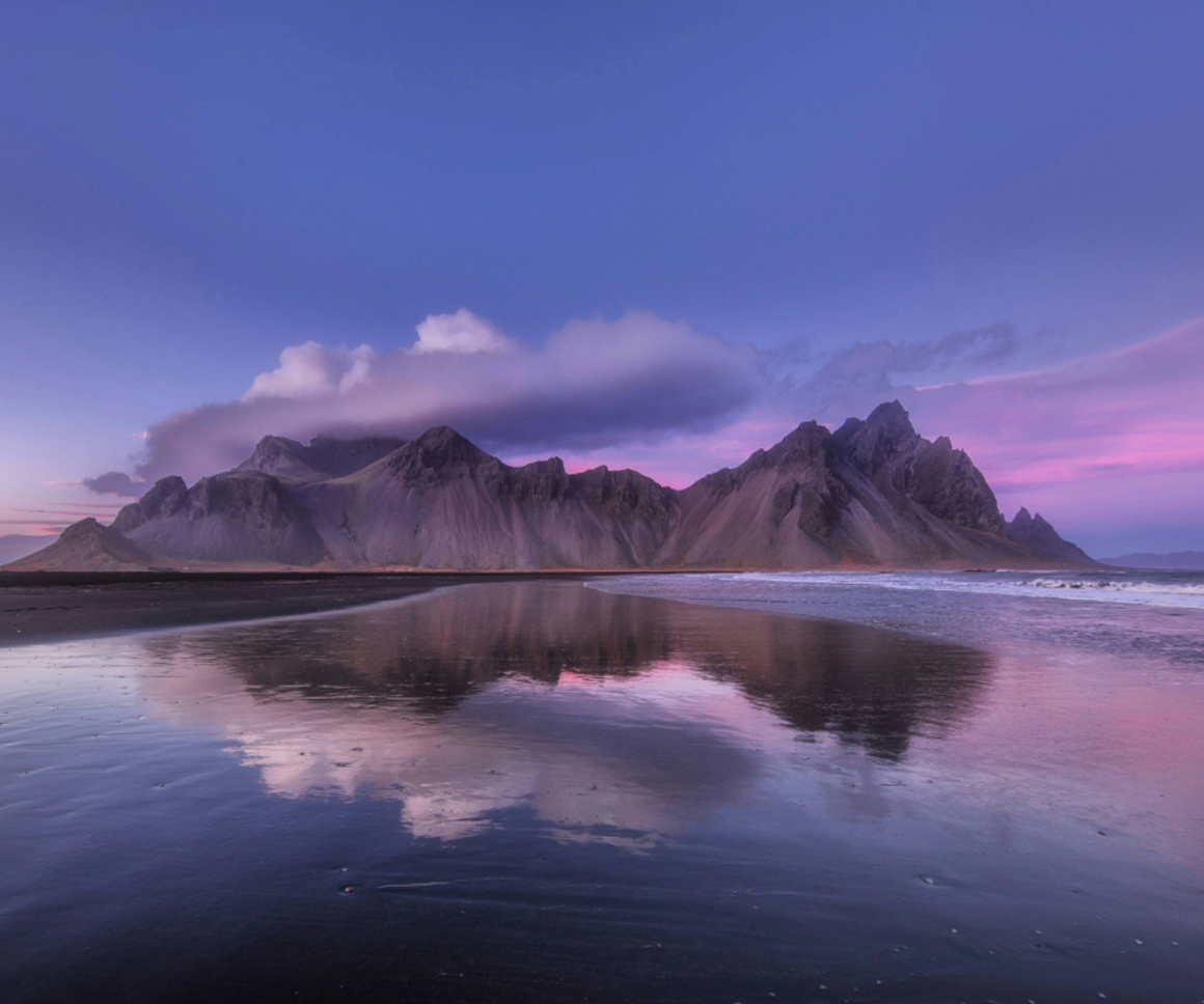 Mountain range with cloud cover