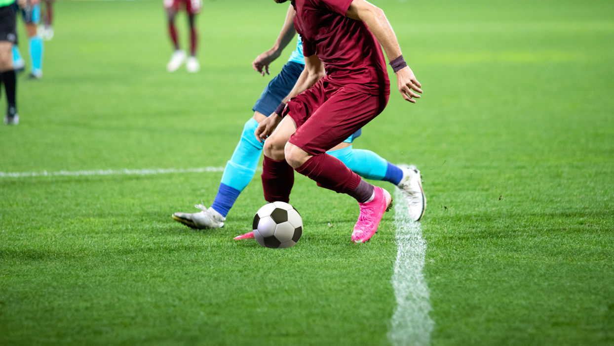 Football players on a pitch