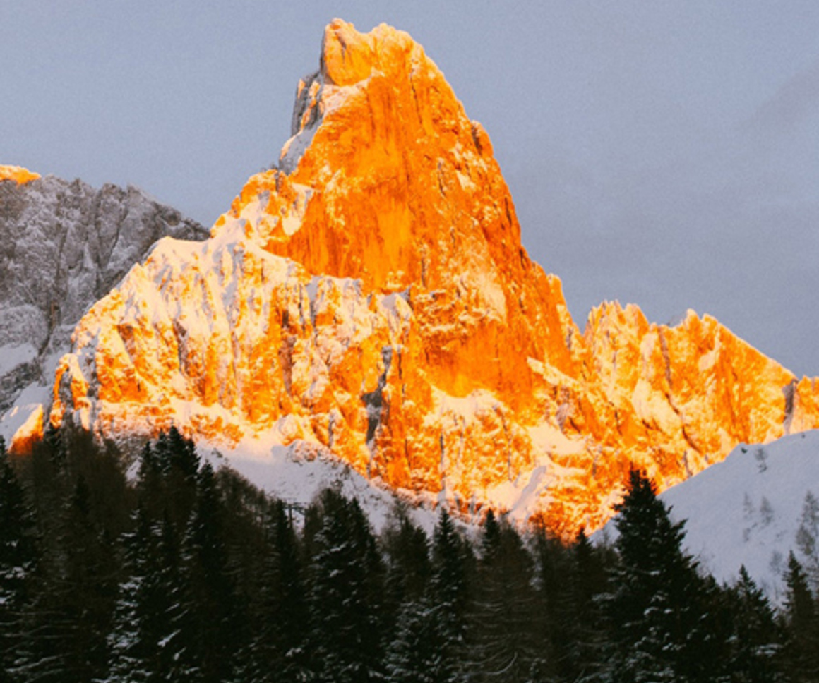 Light on the side of a mountain