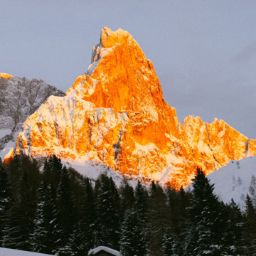 Light on the side of a mountain