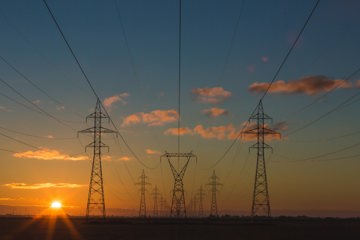 Electricity Grid At Sunset