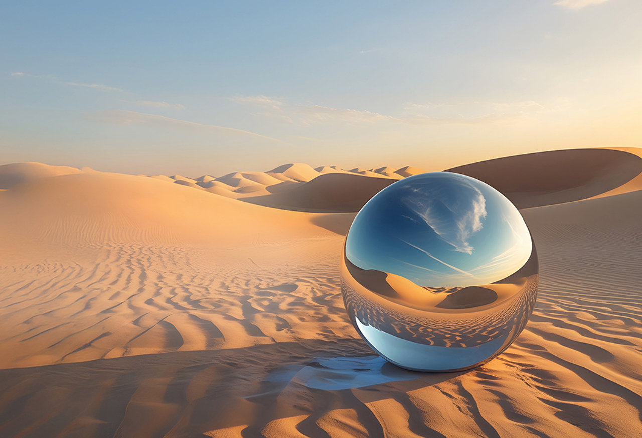 Mirrored sphere in the desert