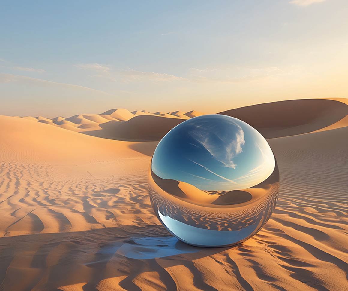 Mirrored sphere in the desert