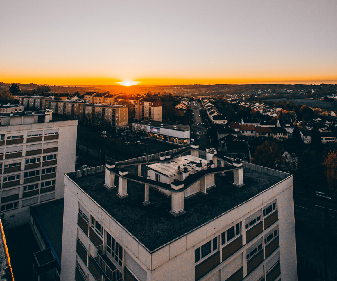 Sunset over a city