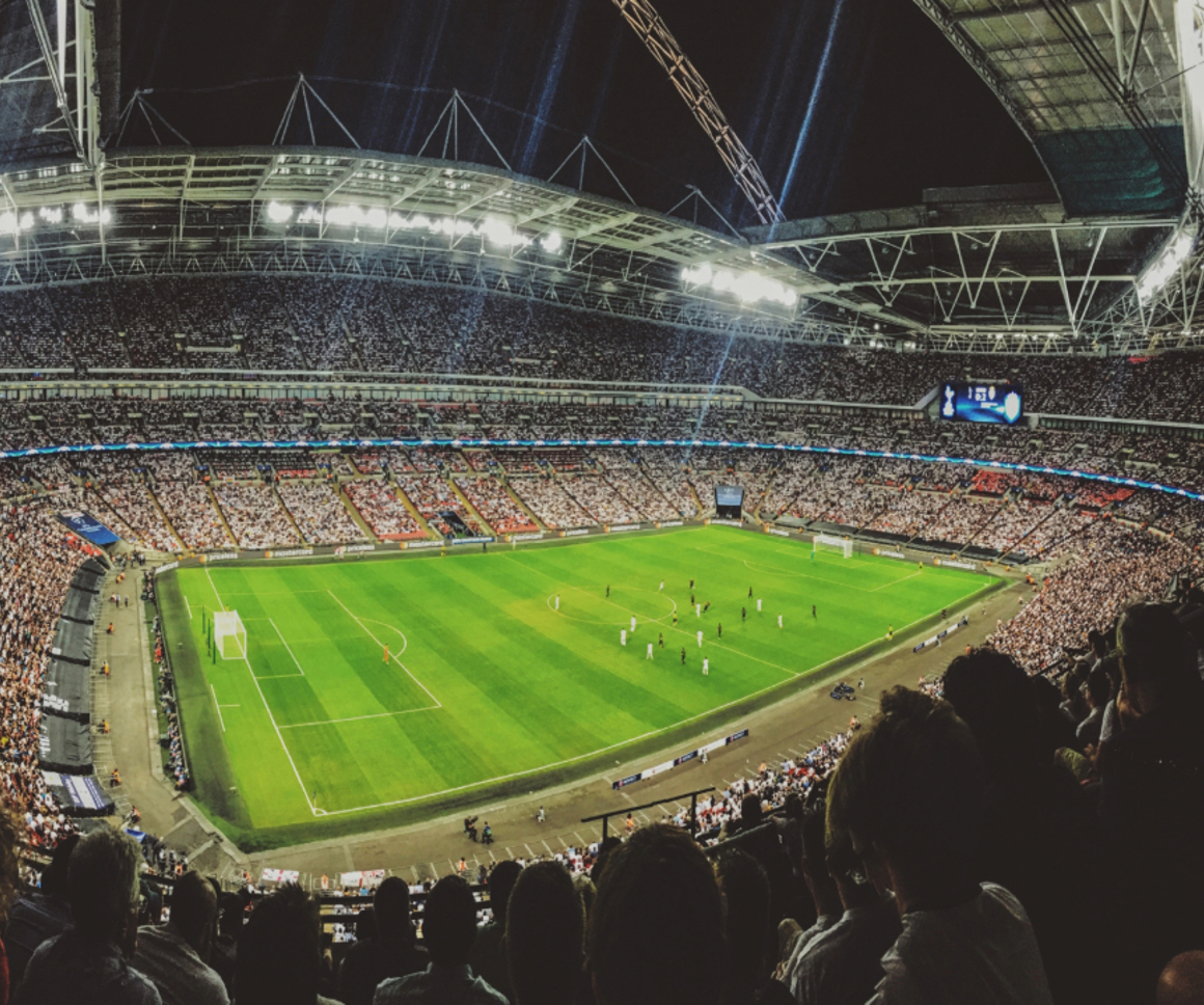 Football stadium during a game