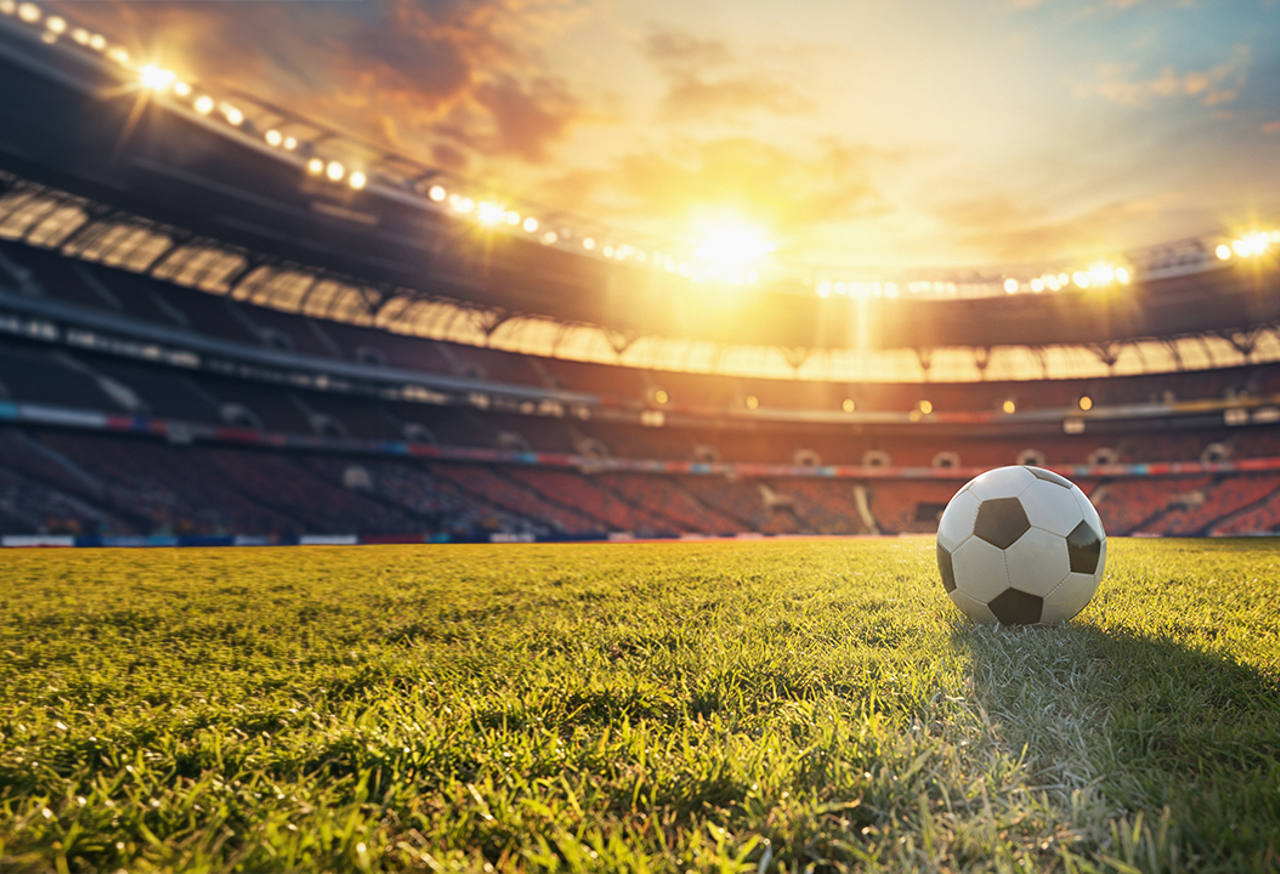 Football in a stadium 
