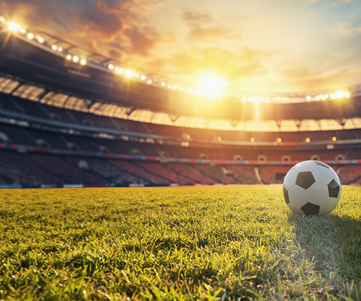 Football in a stadium 
