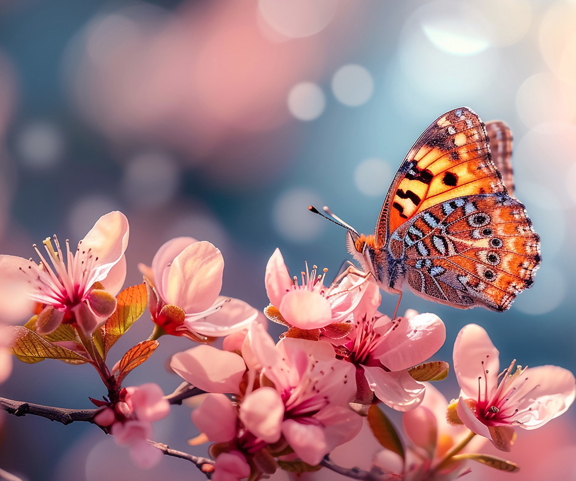 Butterfly on a pink flower
