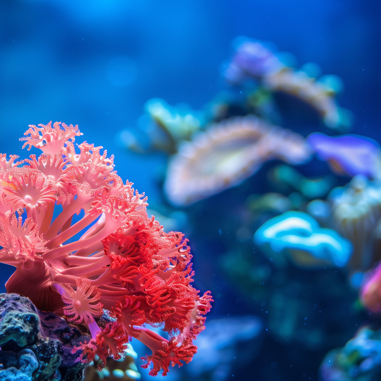 Pink coral under water