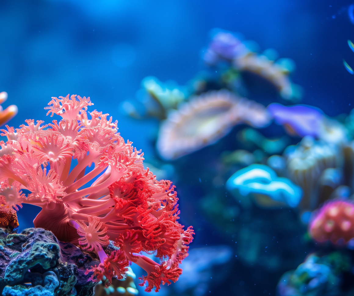 Pink coral under water