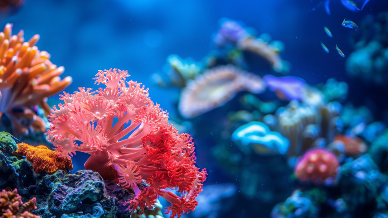 Pink coral under water
