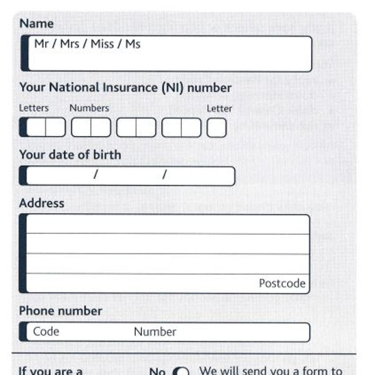 State pension claim form