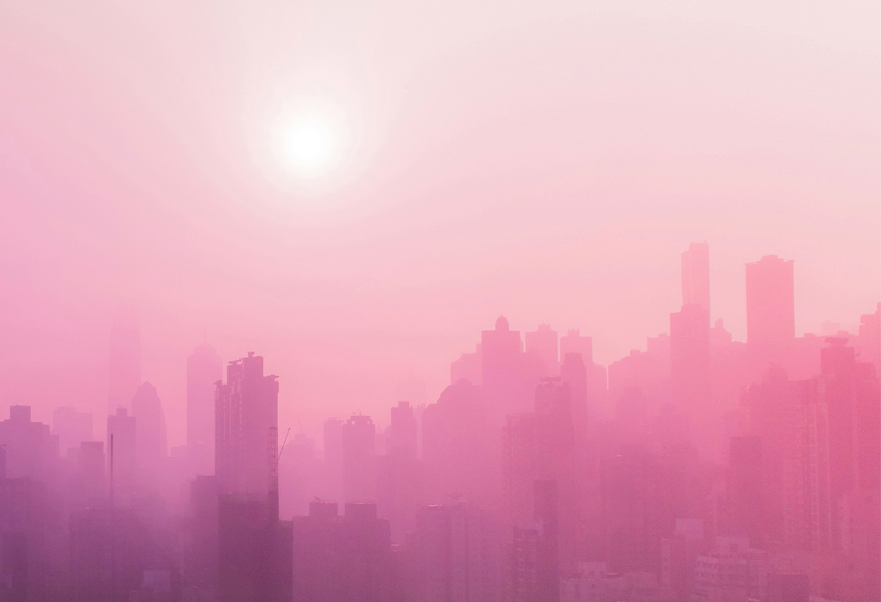 Misty city scape
