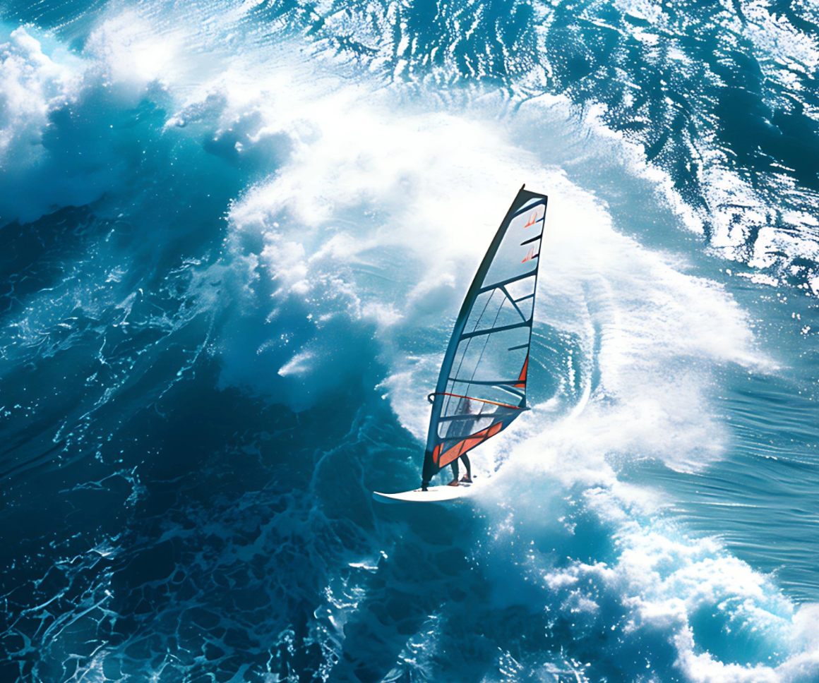 Windsurfing over large wave