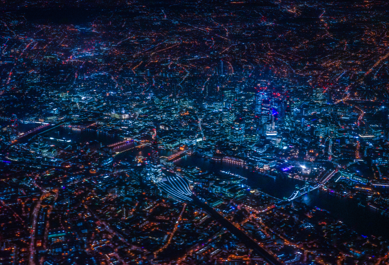 London City Lights From A Plane