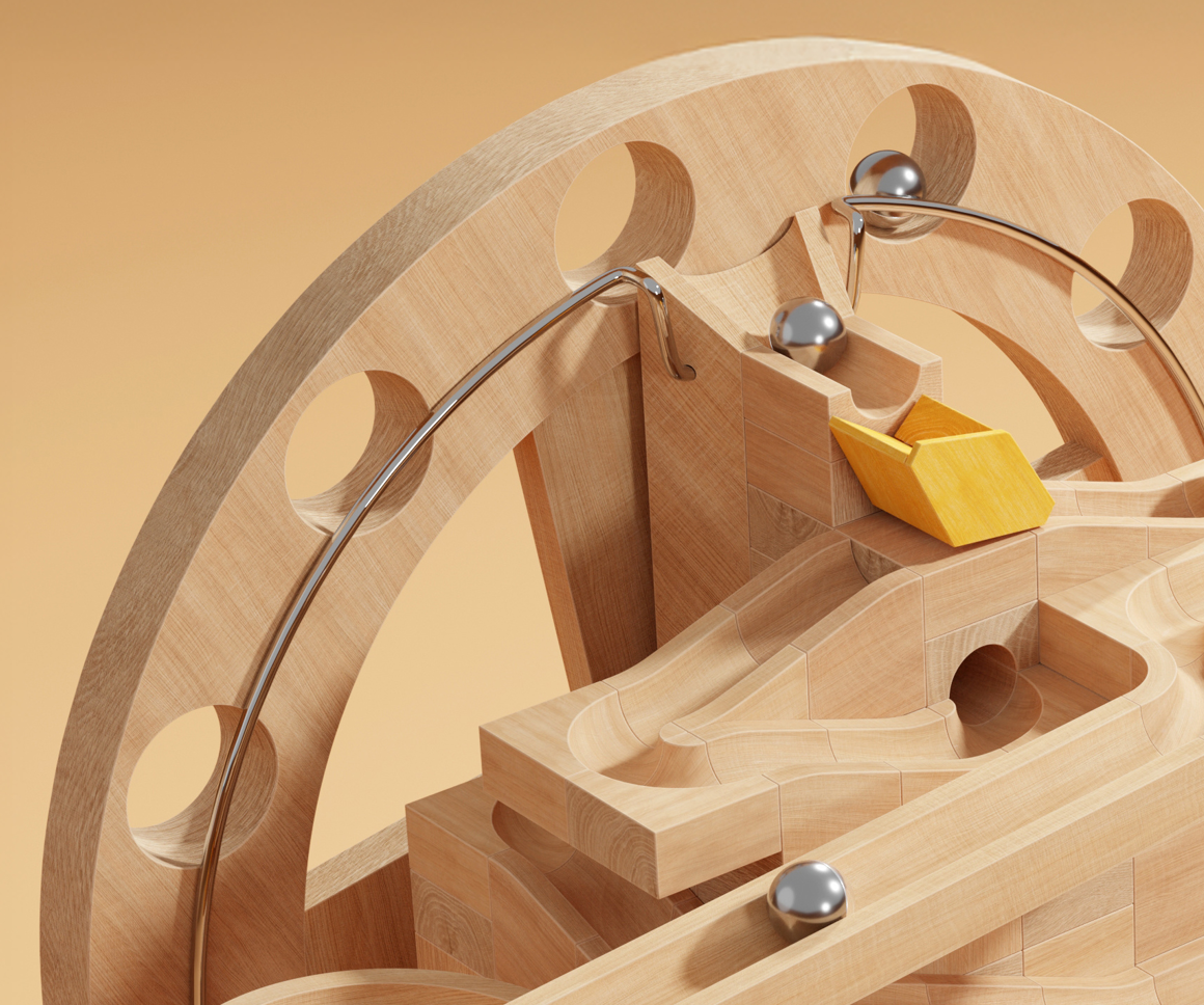Marble run game in motion