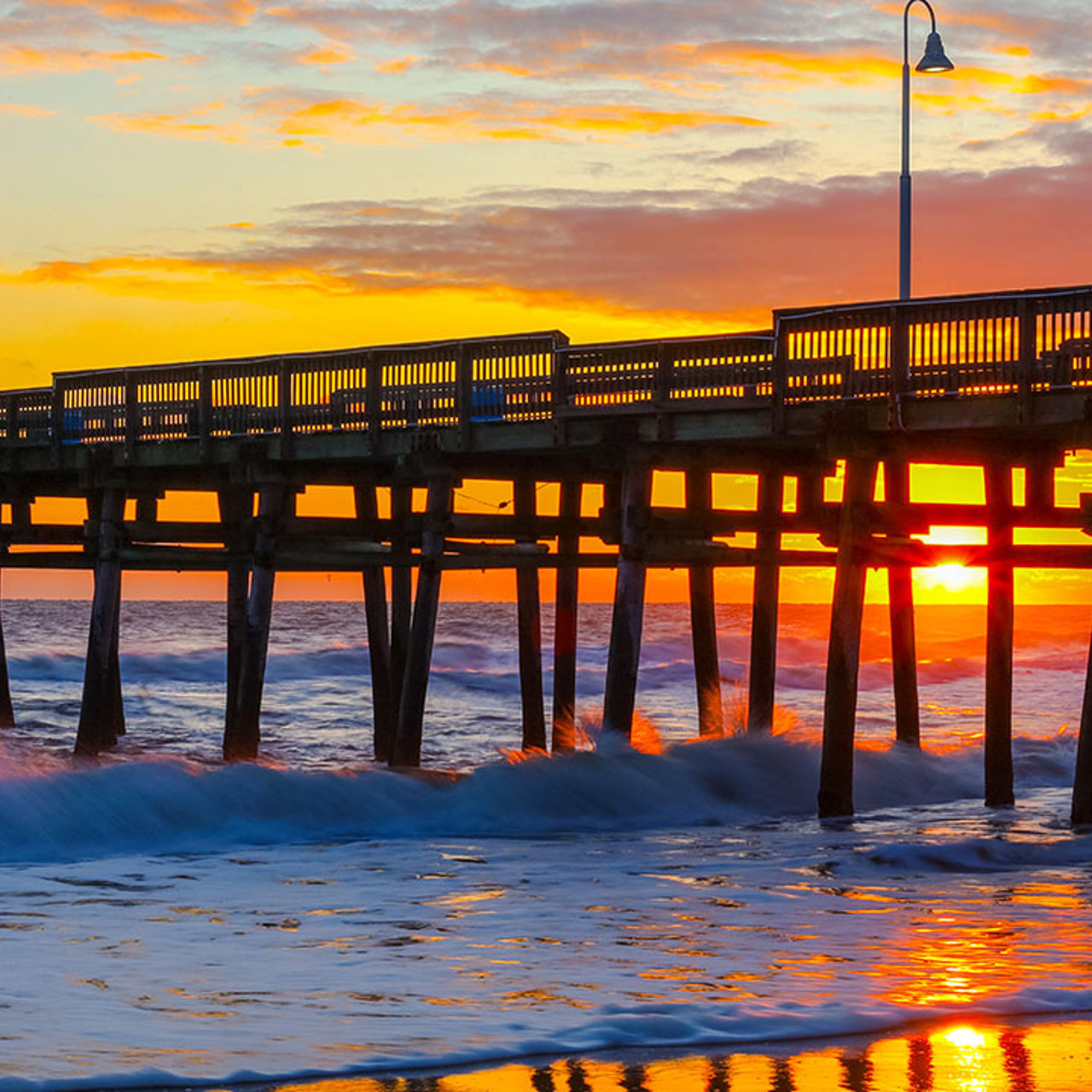 Beach Pier At Sunset 