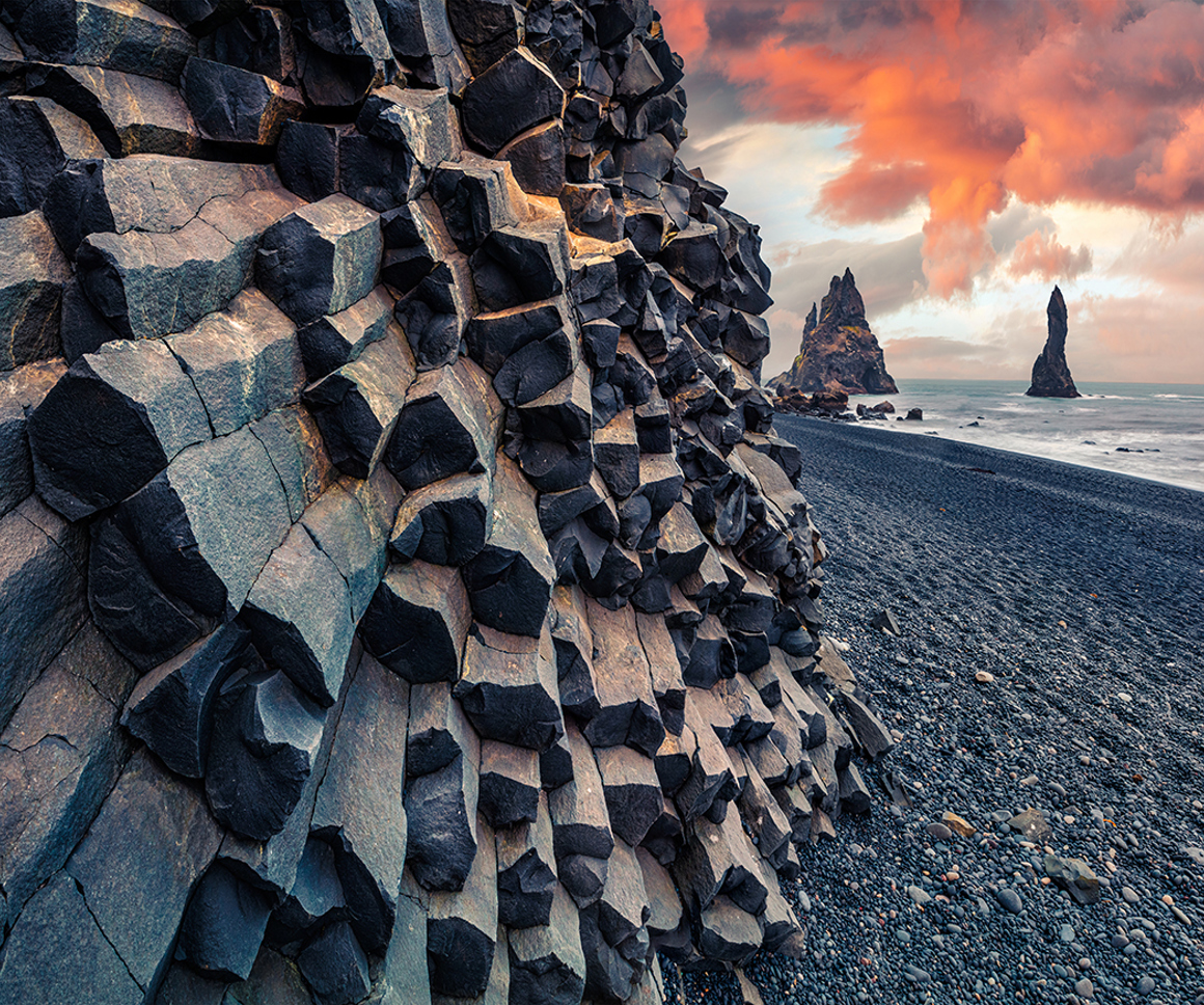 Rocky crags on a beach