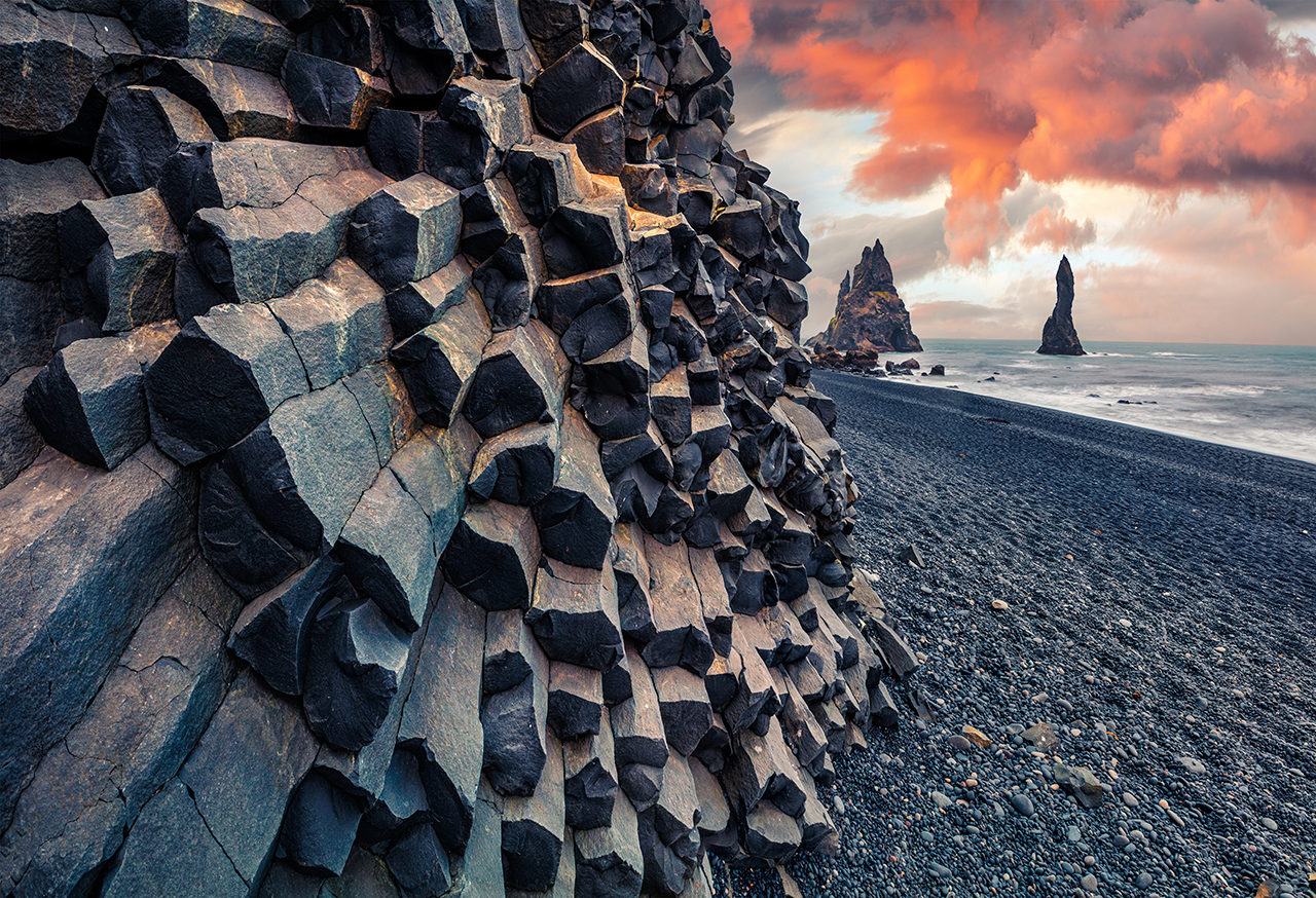 Rocky crags on a beach
