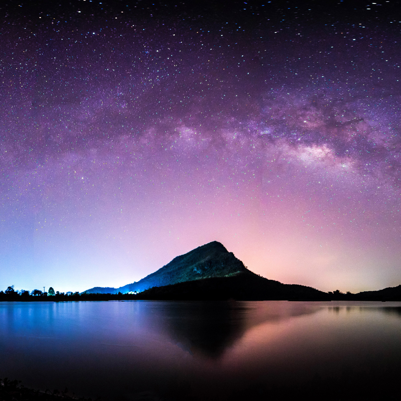 Mountain with sky full of stars