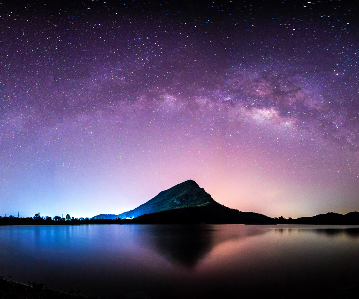 Mountain with sky full of stars