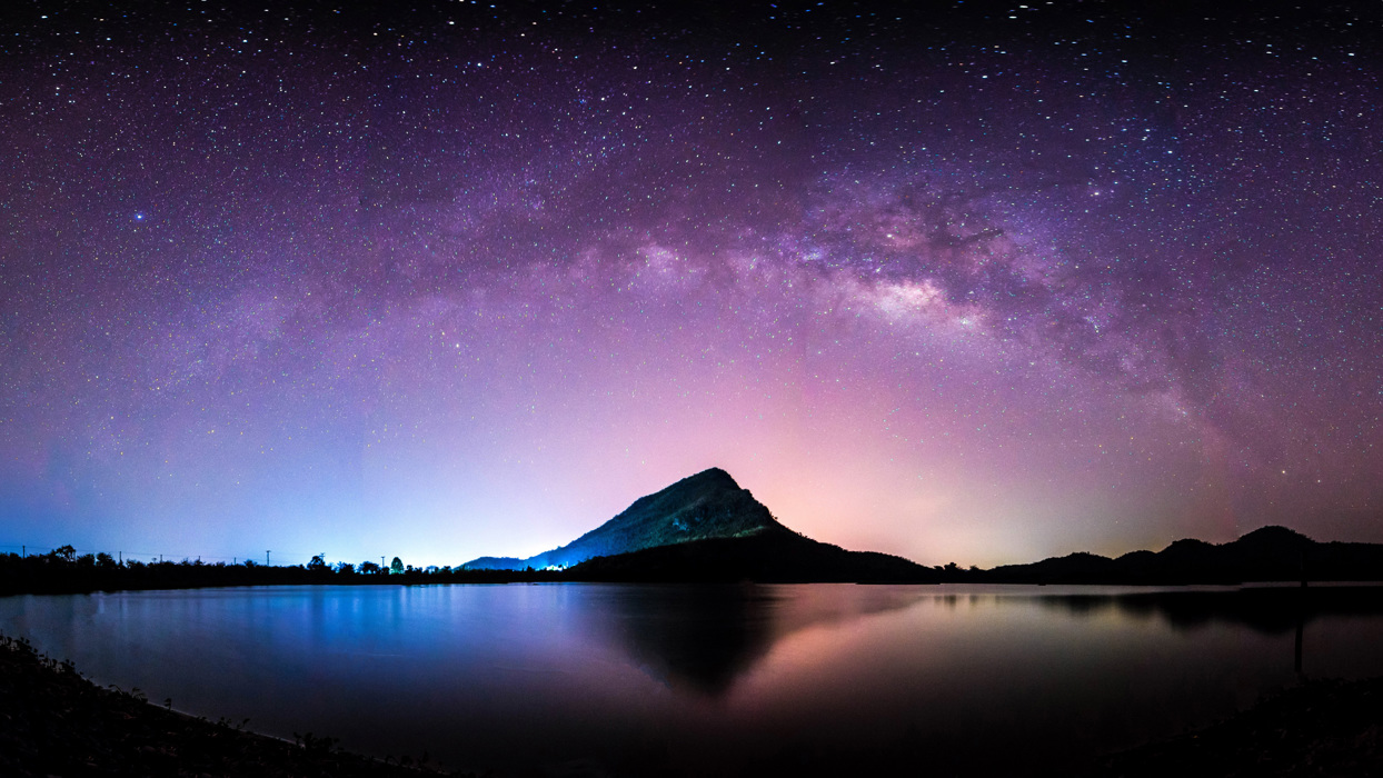 Mountain with sky full of stars