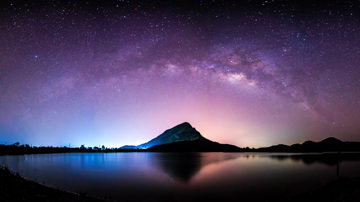 Mountain with sky full of stars