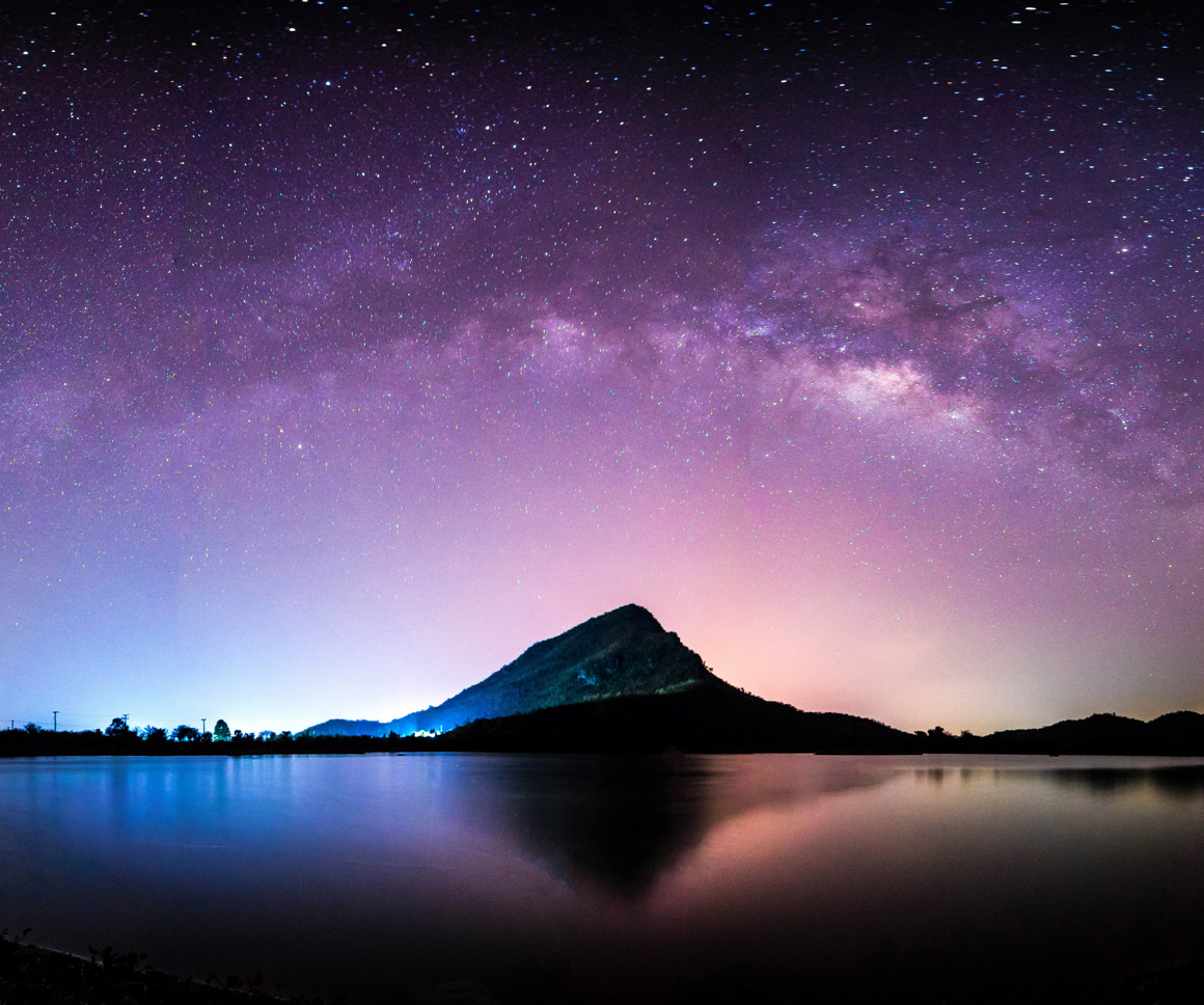 Starry sky above mountain