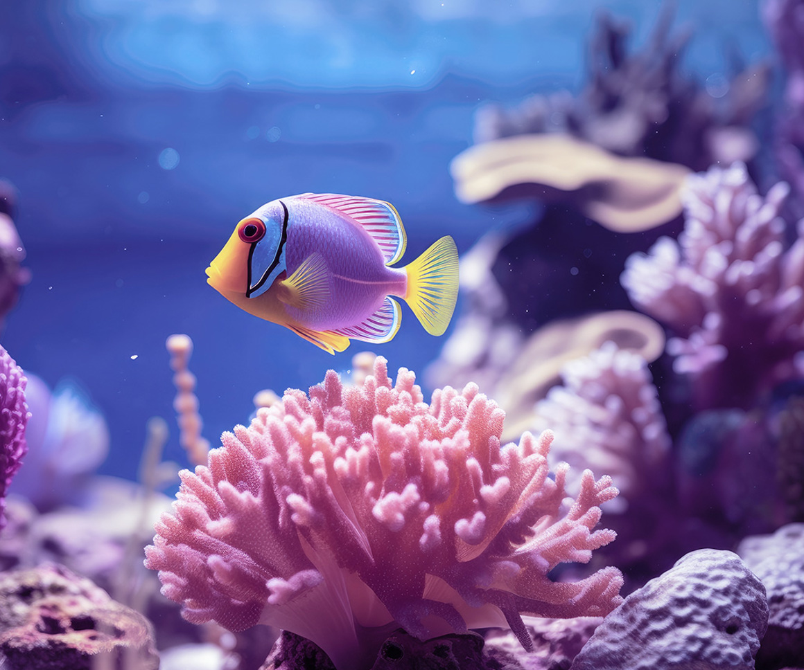 Purple fish near coral