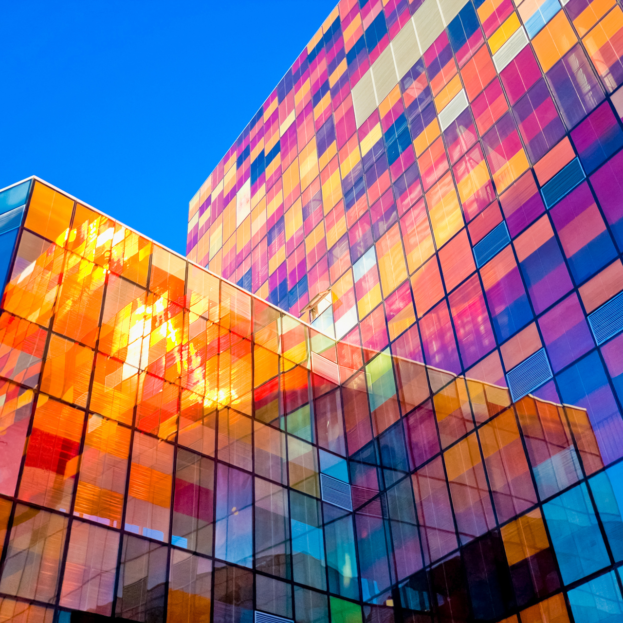 Commercial Building With Coloured Windows
