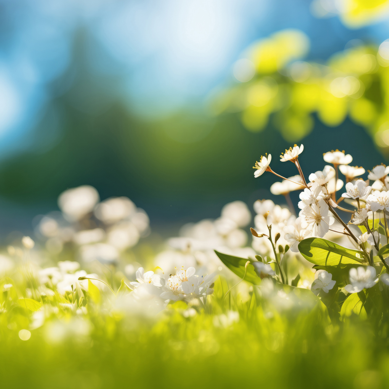 White flowers in a field
