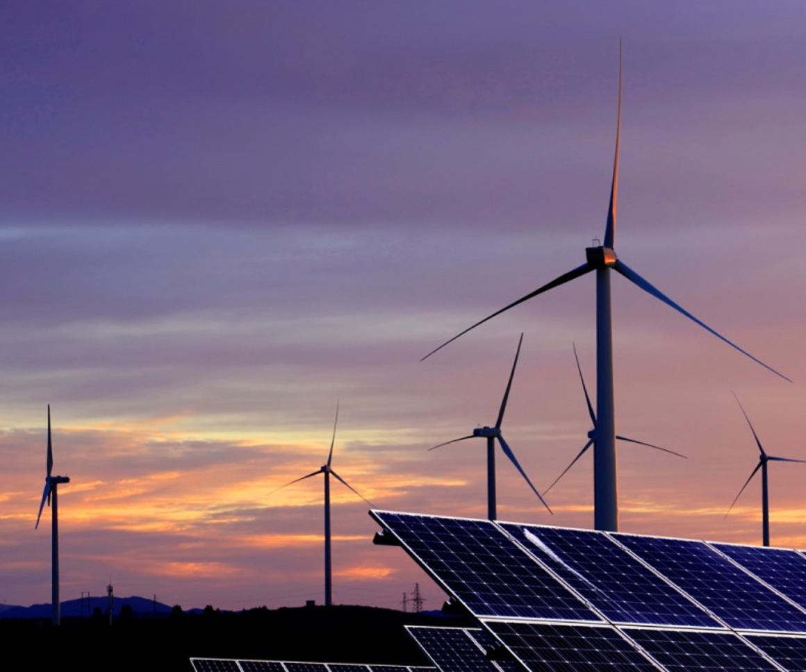 Wind turbines and solar panels