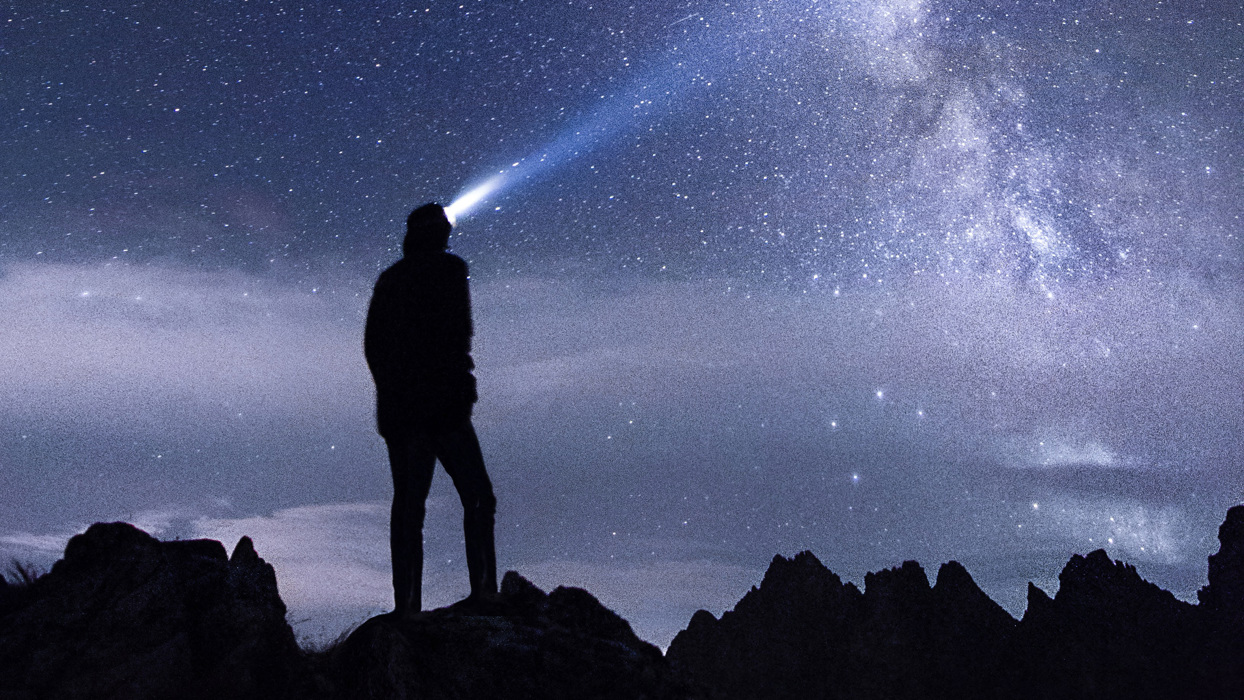 Person looking at starry sky