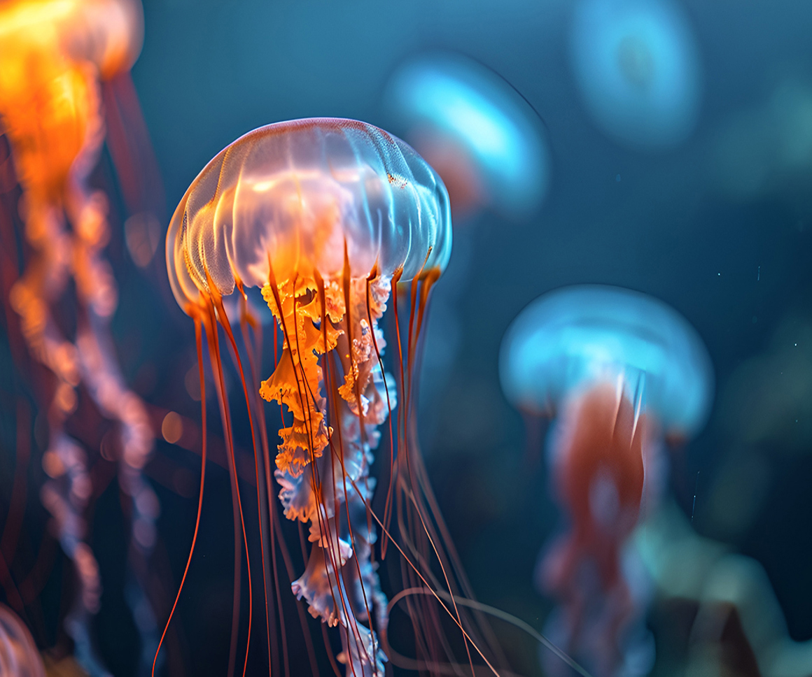 Jellyfish floating in water