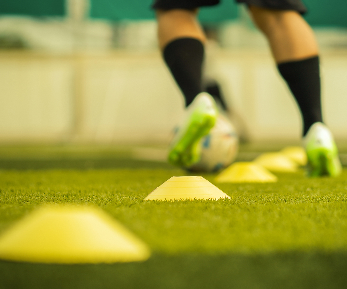 Footballer in training