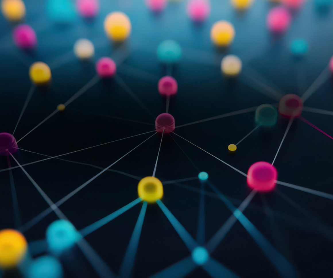 Digital abstract image depicting different points connecting