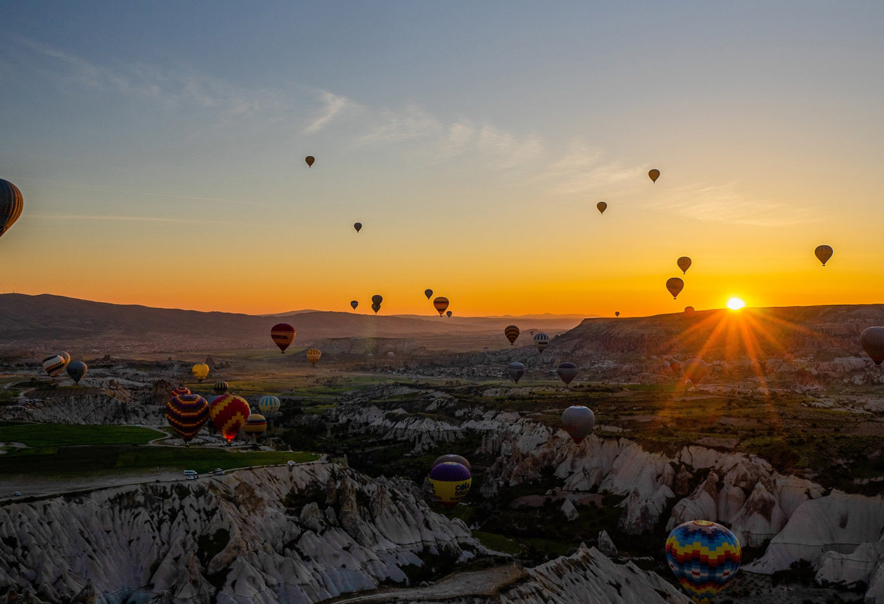 Hot air balloons at sunset